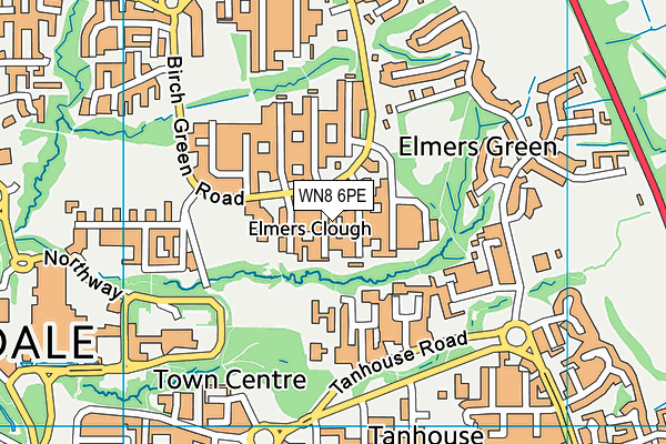 WN8 6PE map - OS VectorMap District (Ordnance Survey)
