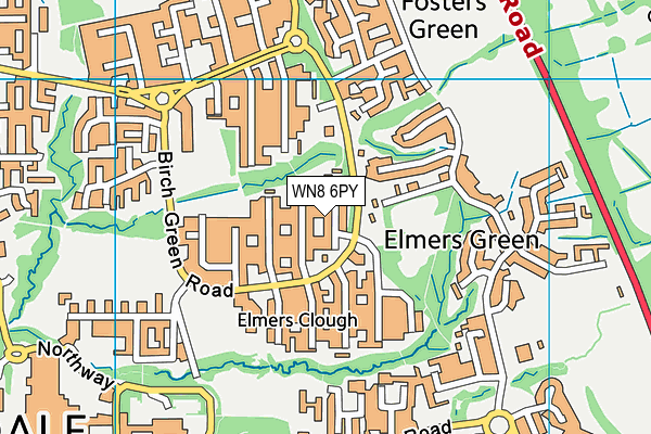 WN8 6PY map - OS VectorMap District (Ordnance Survey)