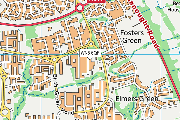 WN8 6QF map - OS VectorMap District (Ordnance Survey)