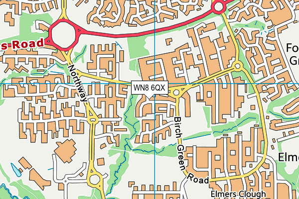 WN8 6QX map - OS VectorMap District (Ordnance Survey) WN8 6QX map - OS VectorMap District (Ordnance Survey)