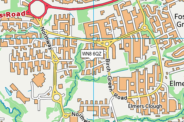WN8 6QZ map - OS VectorMap District (Ordnance Survey)