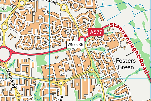 WN8 6RE map - OS VectorMap District (Ordnance Survey) WN8 6RE map - OS VectorMap District (Ordnance Survey)