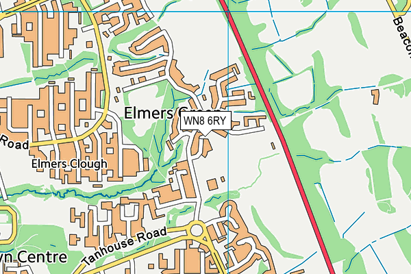 WN8 6RY map - OS VectorMap District (Ordnance Survey) WN8 6RY map - OS VectorMap District (Ordnance Survey)