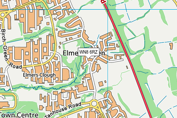 WN8 6RZ map - OS VectorMap District (Ordnance Survey)