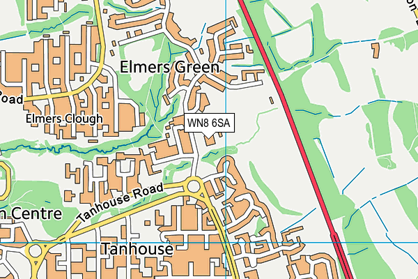WN8 6SA map - OS VectorMap District (Ordnance Survey) WN8 6SA map - OS VectorMap District (Ordnance Survey)