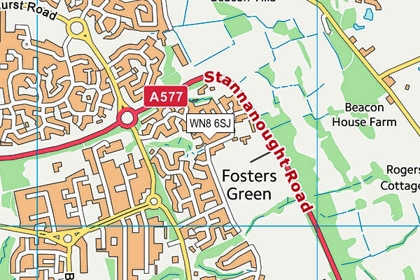 WN8 6SJ map - OS VectorMap District (Ordnance Survey) WN8 6SJ map - OS VectorMap District (Ordnance Survey)