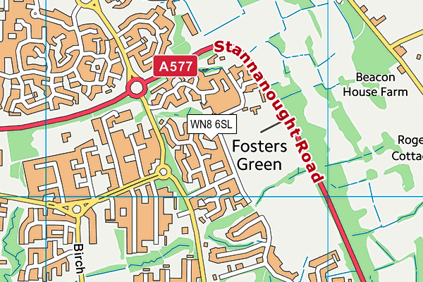 WN8 6SL map - OS VectorMap District (Ordnance Survey)