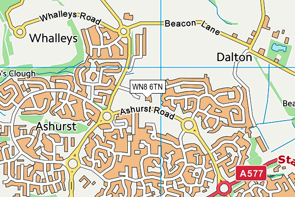 WN8 6TN map - OS VectorMap District (Ordnance Survey)