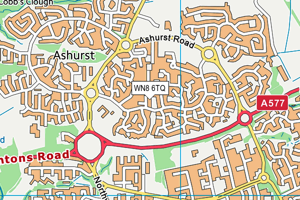 WN8 6TQ map - OS VectorMap District (Ordnance Survey)