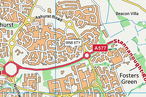 WN8 6TY map - OS VectorMap District (Ordnance Survey) WN8 6TY map - OS VectorMap District (Ordnance Survey)
