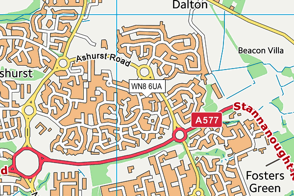 WN8 6UA map - OS VectorMap District (Ordnance Survey) WN8 6UA map - OS VectorMap District (Ordnance Survey)