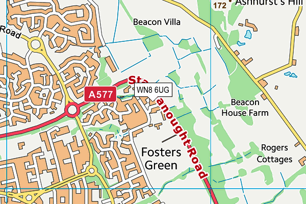 WN8 6UG map - OS VectorMap District (Ordnance Survey)