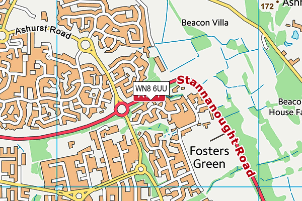 WN8 6UU map - OS VectorMap District (Ordnance Survey)