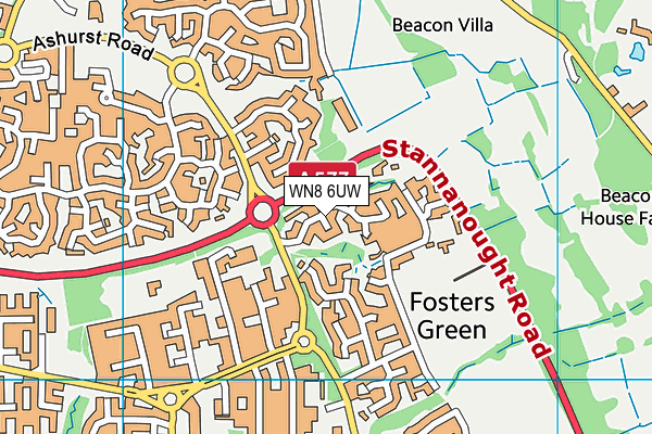 WN8 6UW map - OS VectorMap District (Ordnance Survey) WN8 6UW map - OS VectorMap District (Ordnance Survey)