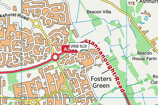 WN8 6UX map - OS VectorMap District (Ordnance Survey) WN8 6UX map - OS VectorMap District (Ordnance Survey)