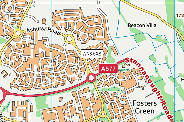 WN8 6XS map - OS VectorMap District (Ordnance Survey) WN8 6XS map - OS VectorMap District (Ordnance Survey)
