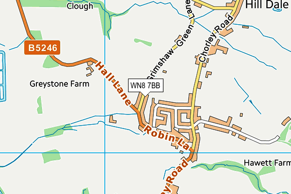 WN8 7BB map - OS VectorMap District (Ordnance Survey)