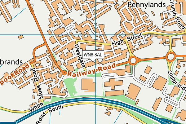 WN8 8AL map - OS VectorMap District (Ordnance Survey) WN8 8AL map - OS VectorMap District (Ordnance Survey)