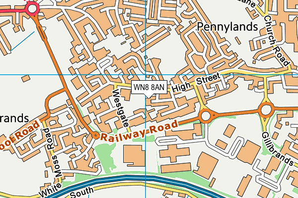 WN8 8AN map - OS VectorMap District (Ordnance Survey) WN8 8AN map - OS VectorMap District (Ordnance Survey)