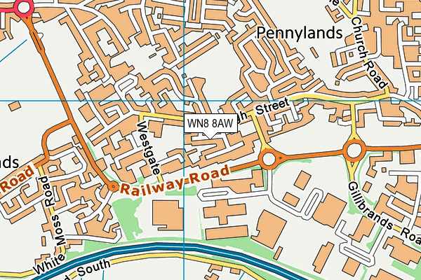 WN8 8AW map - OS VectorMap District (Ordnance Survey) WN8 8AW map - OS VectorMap District (Ordnance Survey)
