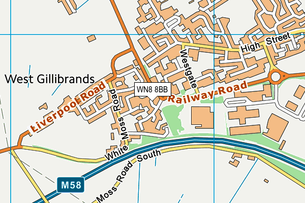 WN8 8BB map - OS VectorMap District (Ordnance Survey) WN8 8BB map - OS VectorMap District (Ordnance Survey)