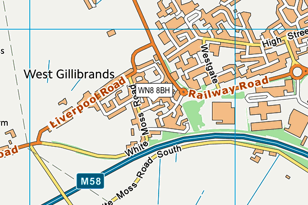 WN8 8BH map - OS VectorMap District (Ordnance Survey) WN8 8BH map - OS VectorMap District (Ordnance Survey)