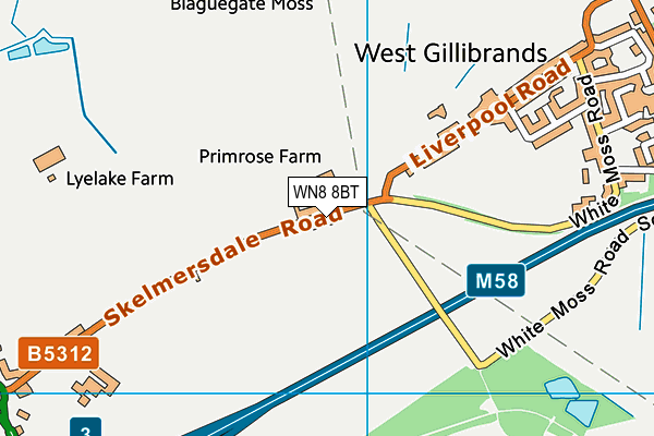 WN8 8BT map - OS VectorMap District (Ordnance Survey)