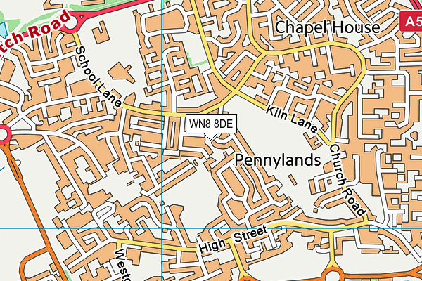 WN8 8DE map - OS VectorMap District (Ordnance Survey) WN8 8DE map - OS VectorMap District (Ordnance Survey)