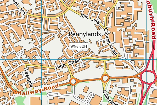 WN8 8DH map - OS VectorMap District (Ordnance Survey) WN8 8DH map - OS VectorMap District (Ordnance Survey)