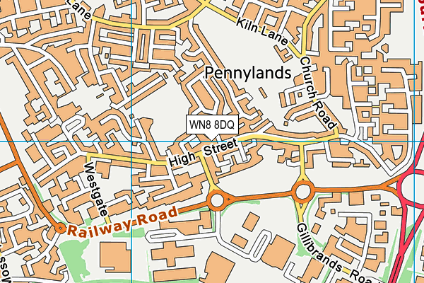 WN8 8DQ map - OS VectorMap District (Ordnance Survey) WN8 8DQ map - OS VectorMap District (Ordnance Survey)