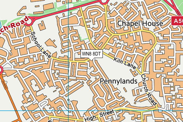 WN8 8DT map - OS VectorMap District (Ordnance Survey) WN8 8DT map - OS VectorMap District (Ordnance Survey)
