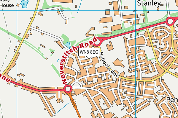 WN8 8EG map - OS VectorMap District (Ordnance Survey)