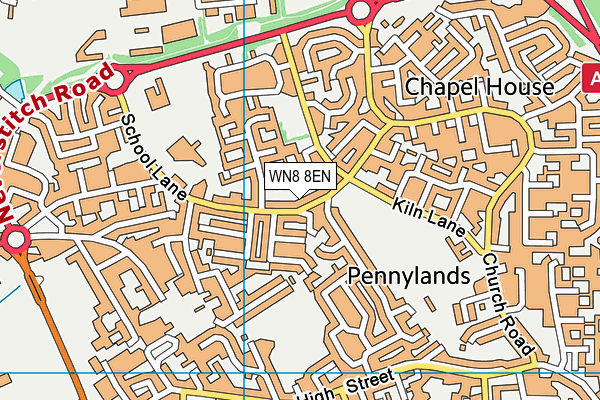WN8 8EN map - OS VectorMap District (Ordnance Survey)