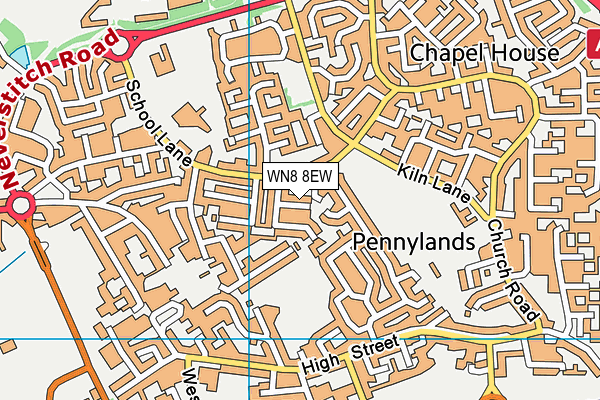 WN8 8EW map - OS VectorMap District (Ordnance Survey)