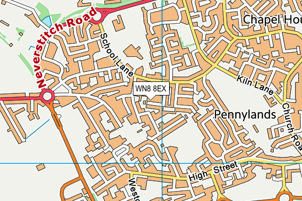 WN8 8EX map - OS VectorMap District (Ordnance Survey) WN8 8EX map - OS VectorMap District (Ordnance Survey)