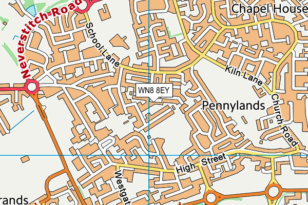 WN8 8EY map - OS VectorMap District (Ordnance Survey) WN8 8EY map - OS VectorMap District (Ordnance Survey)