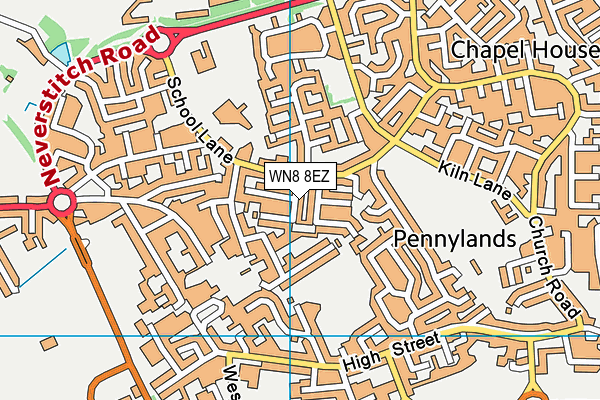 WN8 8EZ map - OS VectorMap District (Ordnance Survey) WN8 8EZ map - OS VectorMap District (Ordnance Survey)