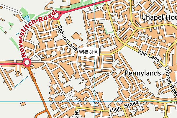 WN8 8HA map - OS VectorMap District (Ordnance Survey)