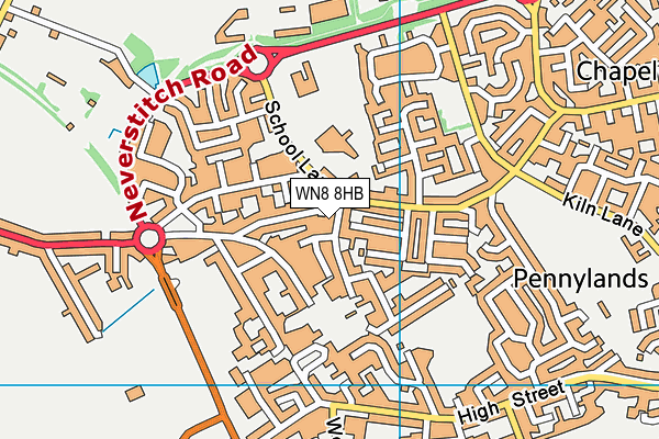 WN8 8HB map - OS VectorMap District (Ordnance Survey)