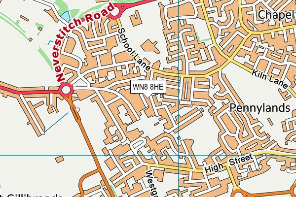 WN8 8HE map - OS VectorMap District (Ordnance Survey) WN8 8HE map - OS VectorMap District (Ordnance Survey)