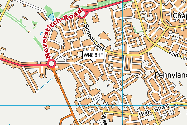 WN8 8HF map - OS VectorMap District (Ordnance Survey) WN8 8HF map - OS VectorMap District (Ordnance Survey)
