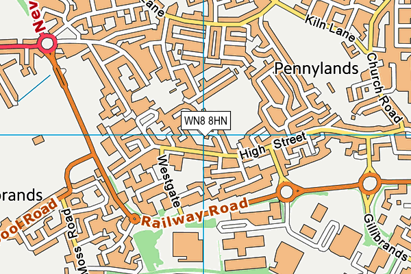 WN8 8HN map - OS VectorMap District (Ordnance Survey) WN8 8HN map - OS VectorMap District (Ordnance Survey)