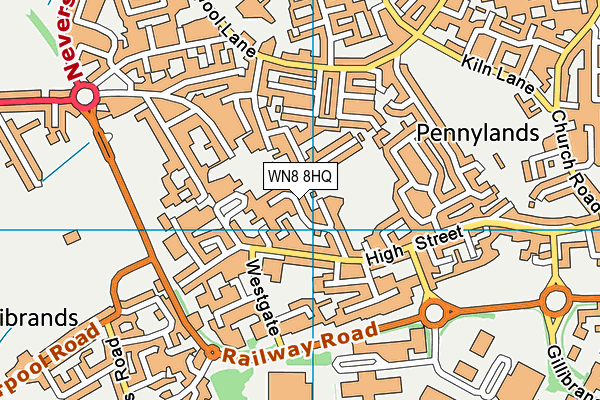 WN8 8HQ map - OS VectorMap District (Ordnance Survey)