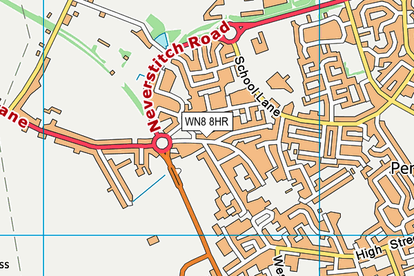 WN8 8HR map - OS VectorMap District (Ordnance Survey) WN8 8HR map - OS VectorMap District (Ordnance Survey)