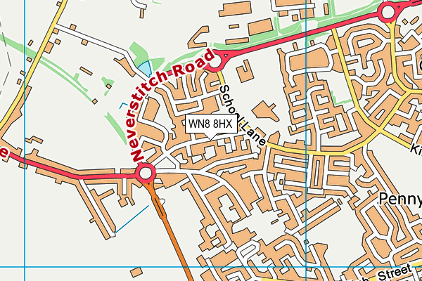 WN8 8HX map - OS VectorMap District (Ordnance Survey) WN8 8HX map - OS VectorMap District (Ordnance Survey)