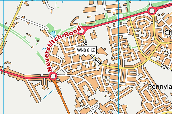WN8 8HZ map - OS VectorMap District (Ordnance Survey)