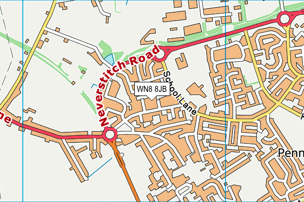 WN8 8JB map - OS VectorMap District (Ordnance Survey)
