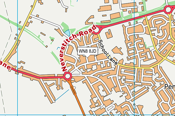WN8 8JD map - OS VectorMap District (Ordnance Survey)