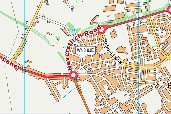 WN8 8JE map - OS VectorMap District (Ordnance Survey) WN8 8JE map - OS VectorMap District (Ordnance Survey)