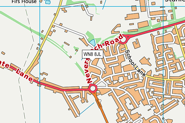 WN8 8JL map - OS VectorMap District (Ordnance Survey) WN8 8JL map - OS VectorMap District (Ordnance Survey)